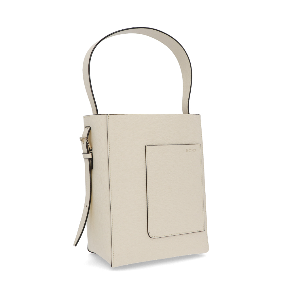 Valextra Small Bucket Simple Pouch Shoulder Bag White